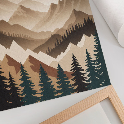 Art print Mountains and trees harmony of nature calm shades