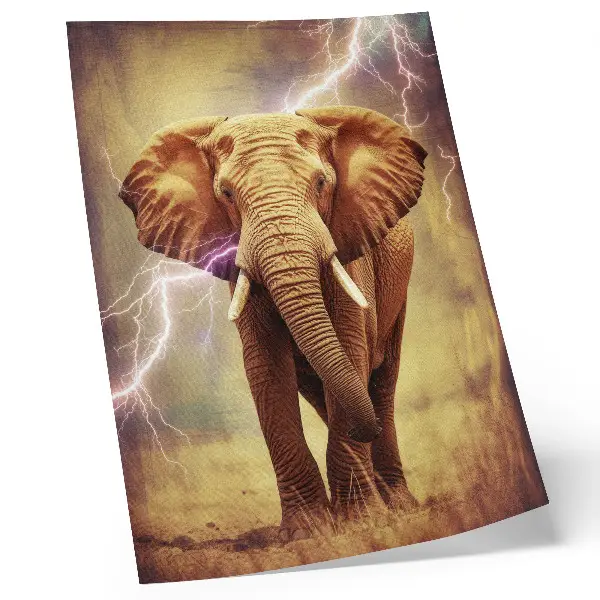 Elephant with lightning dynamic scenery premium wall art
