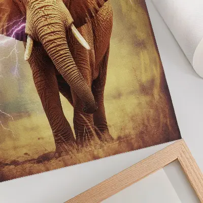 Elephant with lightning dynamic scenery premium wall art