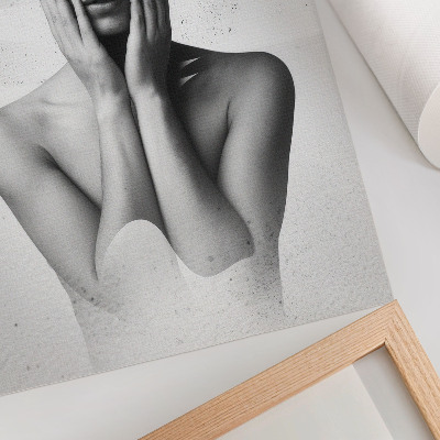 Decorative poster Black and white portrait with abstract patterns