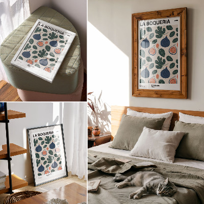 Art print Figs and leaves in natural color patterns