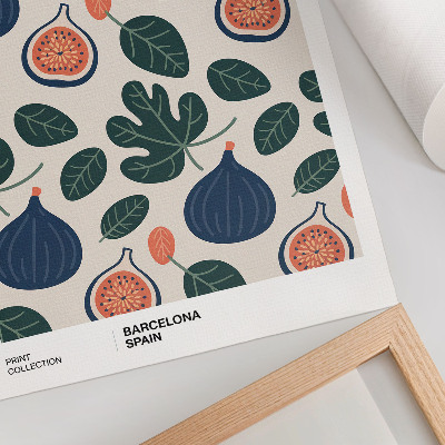 Art print Figs and leaves in natural color patterns
