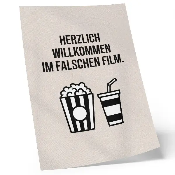 Decorative poster meaningful text iconography aesthetic cinema design on a beige background