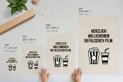 Decorative poster meaningful text iconography aesthetic cinema design on a beige background