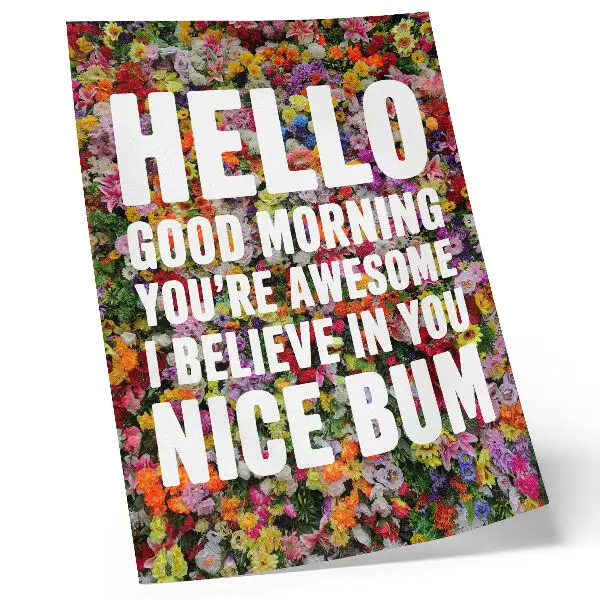 Premium wall art colorful flowers with modern white typography