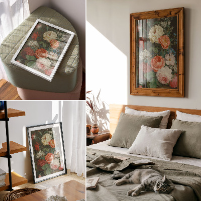 Decorative poster Colorful flowers in a classic painting style