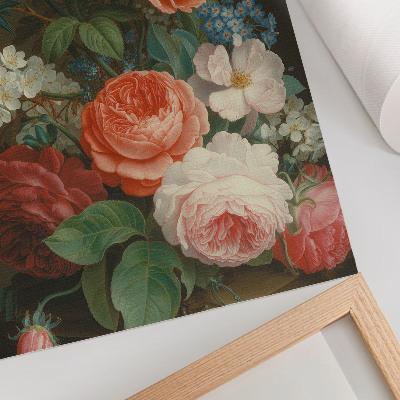 Decorative poster Colorful flowers in a classic painting style