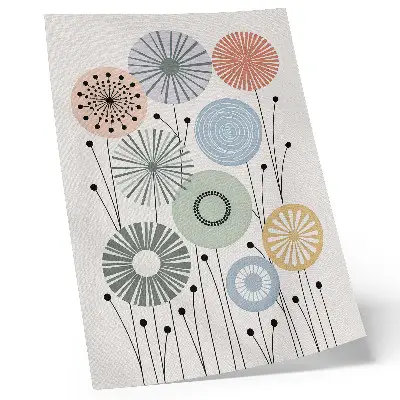 Colorful geometric flowers poster on a light background