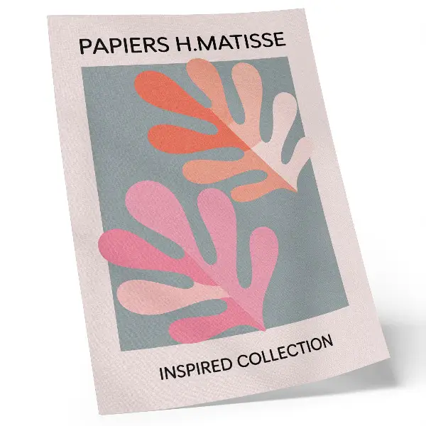 Art print colorful geometric leaves inspired by Matisse