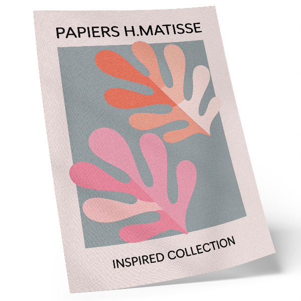 Art print Geometric leaves inspired by Matisse colorful