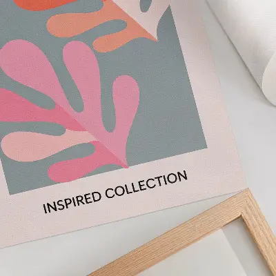 Art print colorful geometric leaves inspired by Matisse