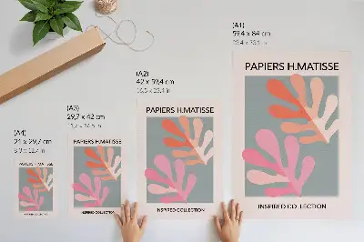 Art print colorful geometric leaves inspired by Matisse