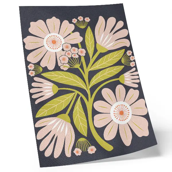 Decorative poster retro floral motifs