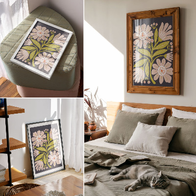 Decorative poster Retro floral motifs without the hassle
