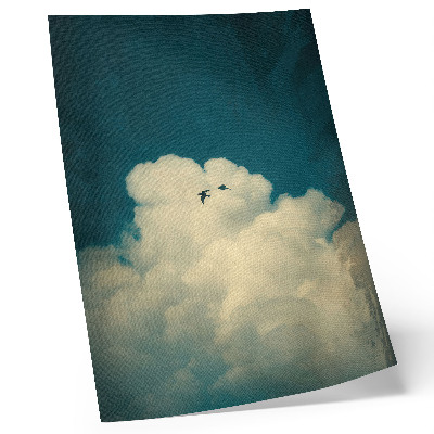 Poster White clouds turquoise sky two birds space
