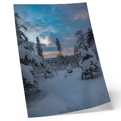Art print Snow-covered trees, picturesque landscape, sky