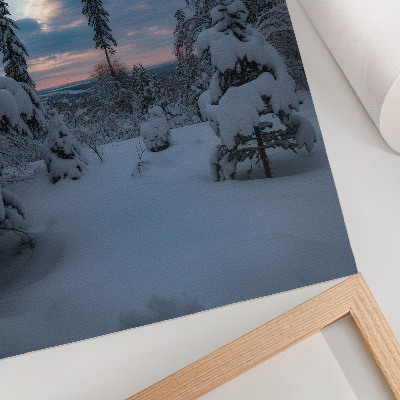 Art print Snow-covered trees, picturesque landscape, sky