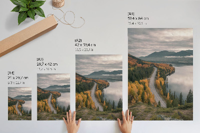 Premium wall art A picturesque road among the trees next to the lake