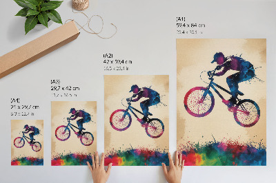 Poster Cyclist dynamic colors modern action