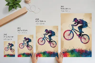 Cyclist poster modern dynamic colors action design