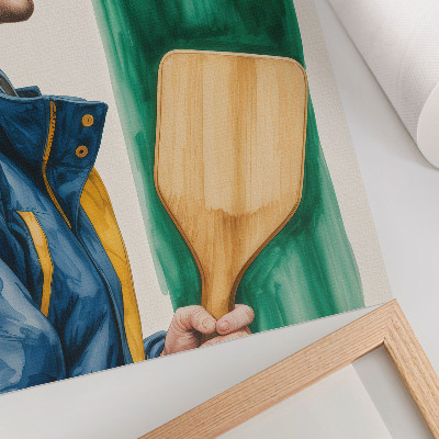 Decorative poster An energetic man with a wooden racket