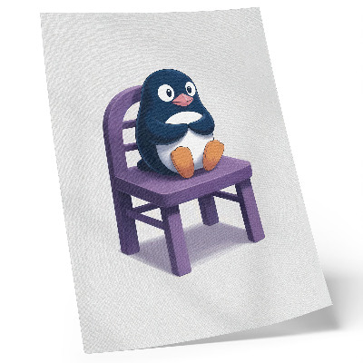 Purple Penguin on a Chair Poster minimalist joy design
