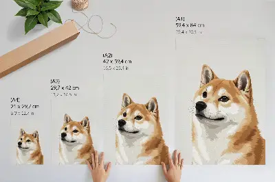 Art print minimalistic illustration of a distinctive dog in beige and cream