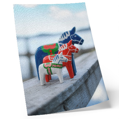 Colorful horse figurines scandinavian style premium wall art