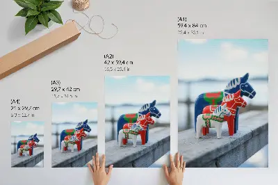 Colorful horse figurines scandinavian style premium wall art