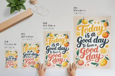 Poster colorful citrus letters in a modern style
