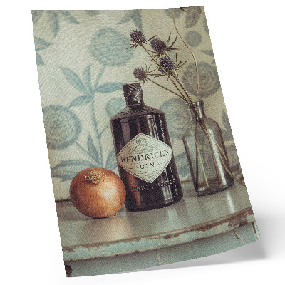 Art print featuring a bottle with a floral pattern
