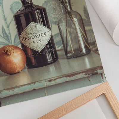 Art print A bottle with a floral pattern in the background