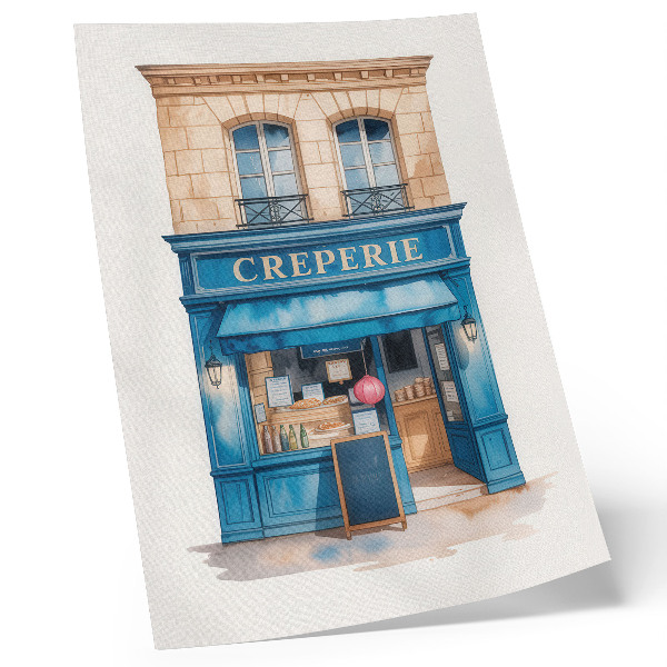 Decorative poster The blue facade of a cafe on a charming street