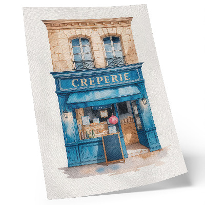Decorative poster The blue facade of a cafe on a charming street