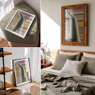 Art print Colorful stripes of flowers along the canal