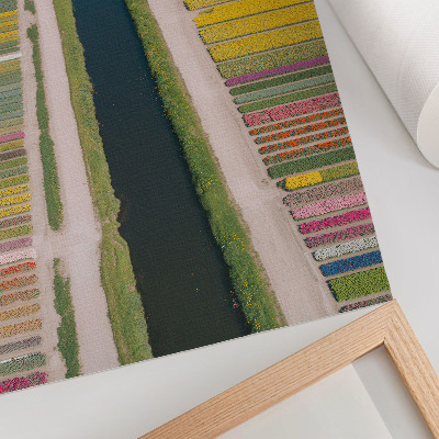 Art print Colorful stripes of flowers along the canal