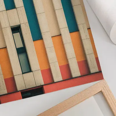 Colorful facade panels in a rhythmic composition poster
