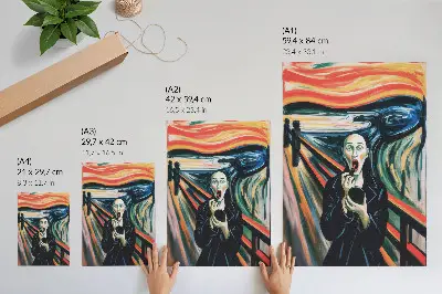 Decorative poster featuring an expressive figure with vivid colors and dynamic lines