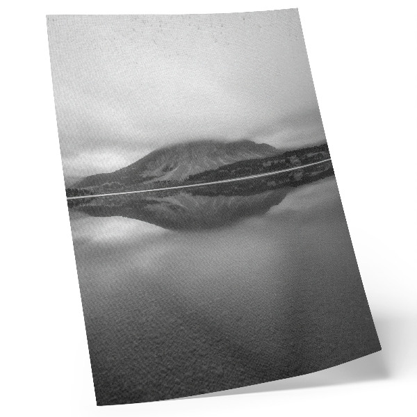 Premium wall art Shades of gray mountains lake reflection harmony