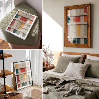 Decorative poster with a colorful symmetrical modern panels design