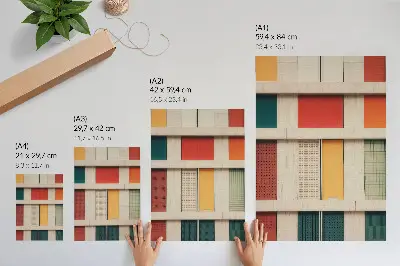 Decorative poster with a colorful symmetrical modern panels design