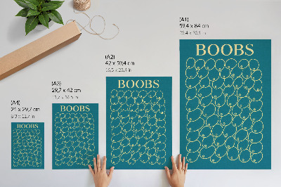 Poster Curves in yellow shade on turquoise background