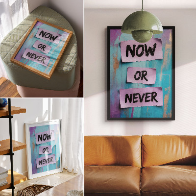 Art print Dynamic contrasts, strong typography, turquoise purple