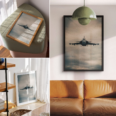 Premium wall art Monochrome fighter in flight, dynamic frame