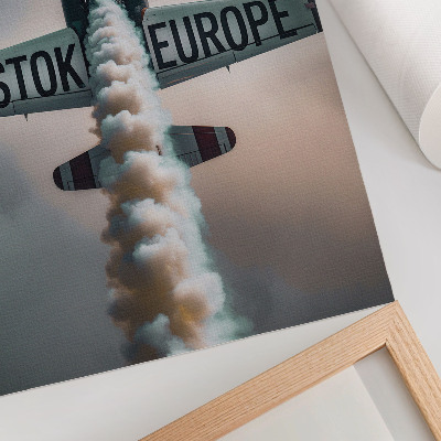 Decorative poster Airplane above the clouds, subdued palette, dynamics