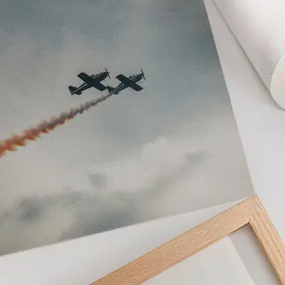 Two planes in the sky minimalism wall art premium print
