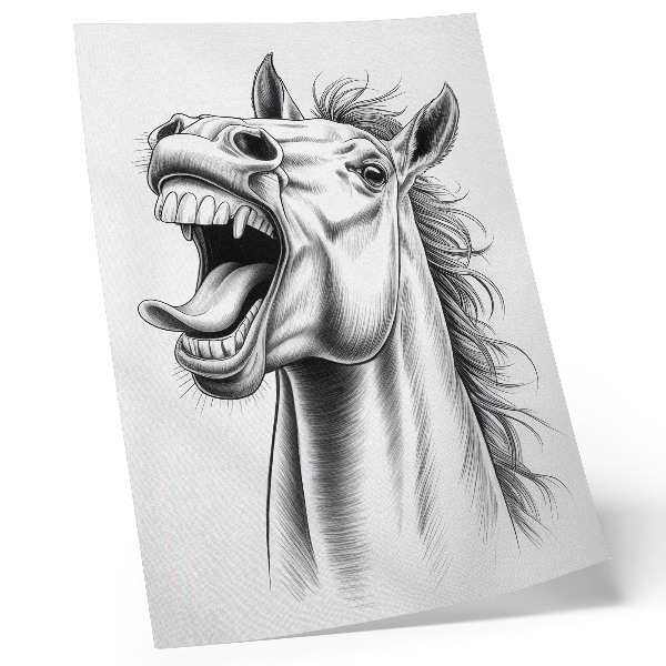 Art print A black and white illustration of a horse full of energy