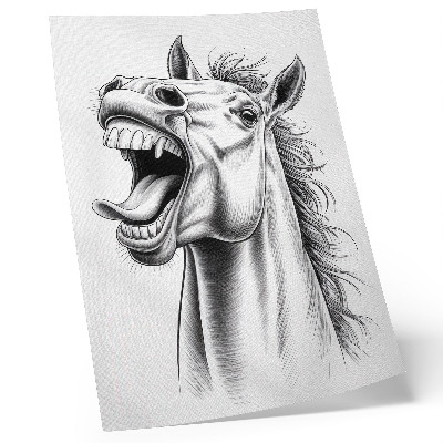 Art print A black and white illustration of a horse full of energy
