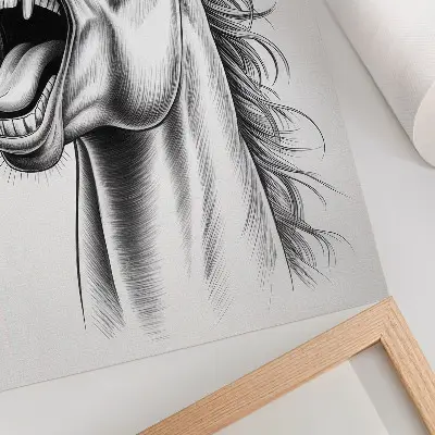 Horse art print black and white illustration full of energy