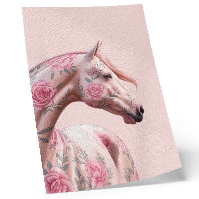 Premium wall art romantic horse with flowers in a modern style